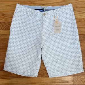 Peter Millar White and Light Blue Micro-Print Flat-Front Men’s Shorts